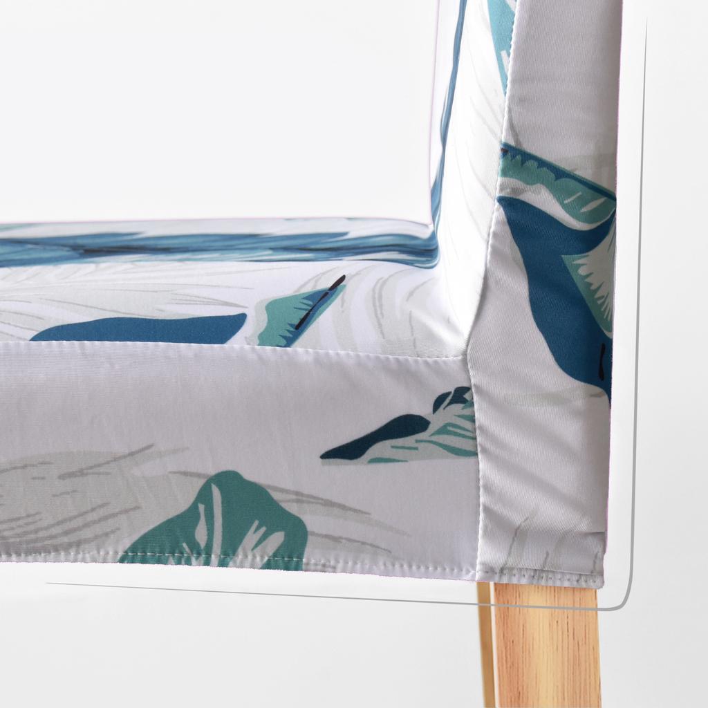 Chair Cover With A Light Blue Leaf Pattern