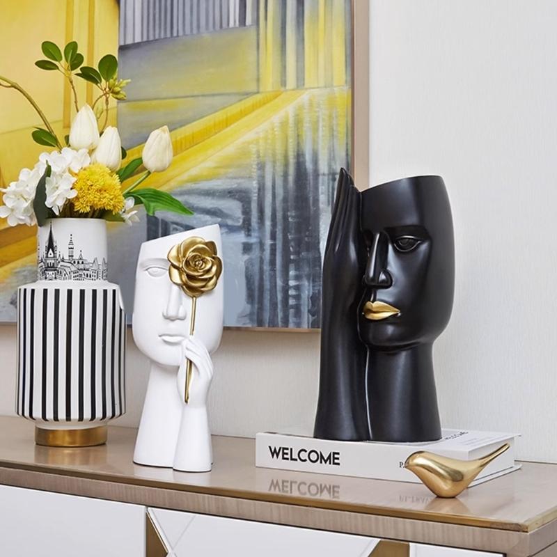 Силиконовая форма для цветочного горшка, бетонные формы, художественная форма для цветочных горшков в форме человеческого лица, формы для цемента, силиконовый материал для