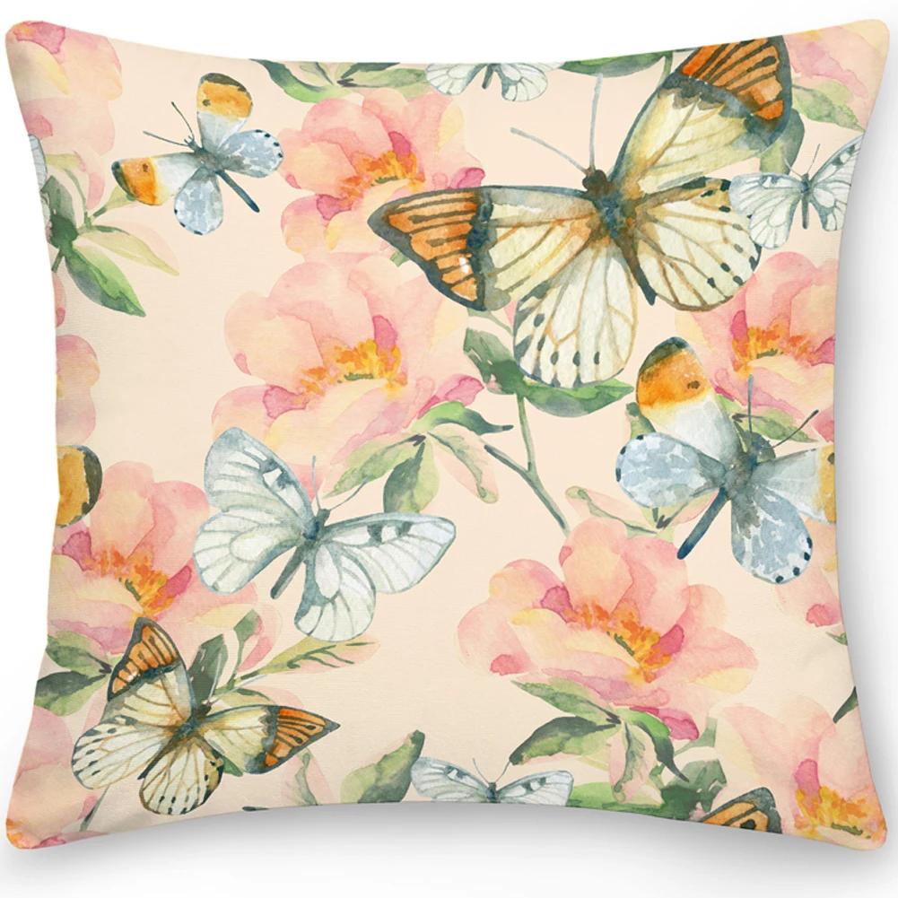 Pillow Office Sofa  Butterfly Print Double Sided  Cover Square Cushion