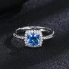 Women's Luxurious Square Diamond Zircon Ring - Fashionable, Multi-Color, Adjustable, Trending Jewelry.