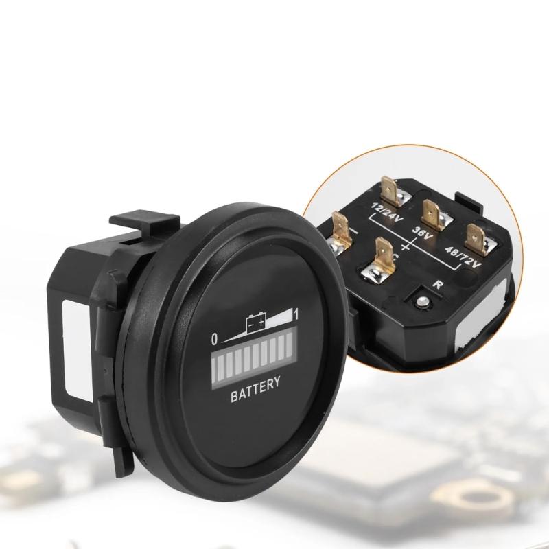 Высокоточный круглый монитор емкости аккумулятора с ЖК-дисплеем в процентах и вольтметром уровня напряжения для морской техники и вилочных погрузчиков