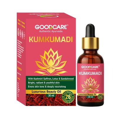 Масло для красоты лица Goodcare Kumkumadi 30 мл | С шафраном, лотосом и сандалом | Осветляет кожу, выравнивает тон, уменьшает пигментацию и пятна