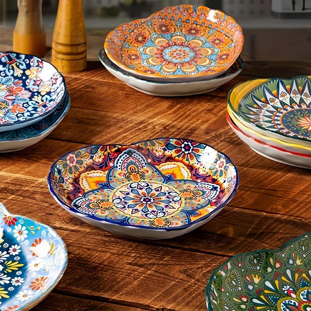 Bohemian Ceramic Love Plate High Value Household Creative Vegetable Plate Fruit Plate Steak Plate All Season Applicable Tablewar