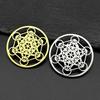 Flower of Life Stainless Steel 7 Chakras Brooch Pins for Women Men Gold Color Metatron Cube Sacred Geometry Symbol Jewelry Gift