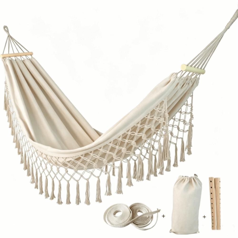 Tassel Camping Hammock Bohemian Style Garden Swing Hammock Durable Double Hammock Balcony