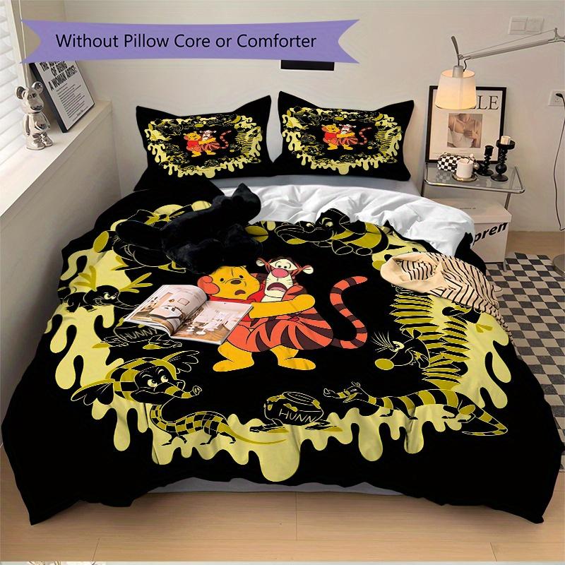 3pcs Scared Winnie and Tigger Disney Printed Quilt Set - Includes 1 Quilt Cover and 2 Pillowcases, Machine Washable - Suitable for All Seasons.B0