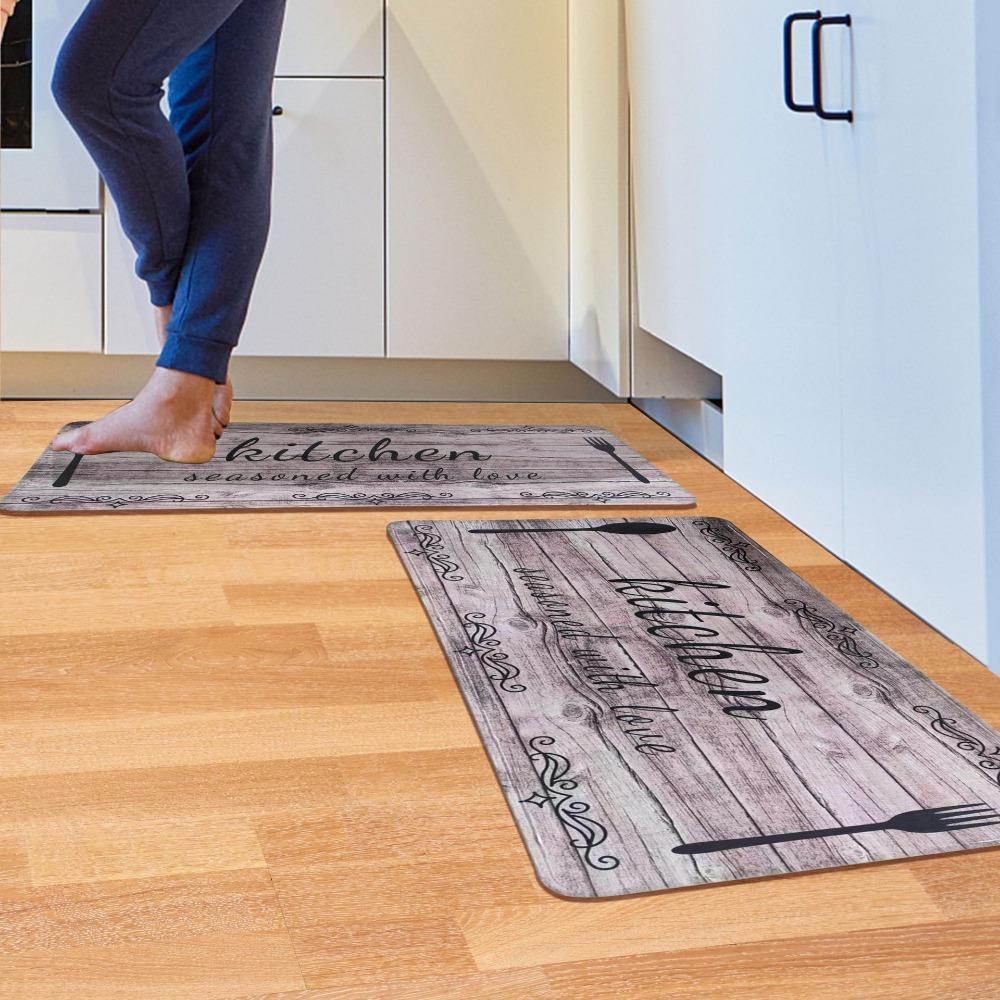 Tableware Pattern Floor Mat Dirt-resistant Doormat Kitchen Carpet Kitchen Runner Rug Entrance