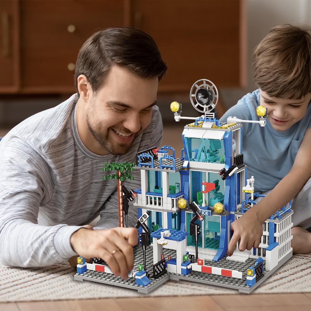 SWAT Полицейский участок Военный Город Модель Набор Тюремная Машина Полицейский Лодка Фигурки Модель Строительные Блоки DIY Игрушка для Детей Мальчиков Подарок