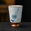 40ml Pure Handmade Ru Kiln Ceramic Teacup Hand Painted Plum Orchid Tasting Cup Open Piece Master Mug Chazhan Cha Kung Fu Teaware
