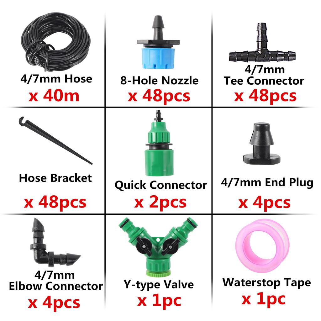 Комплект для капельного орошения с регулируемой насадкой и экономией воды
