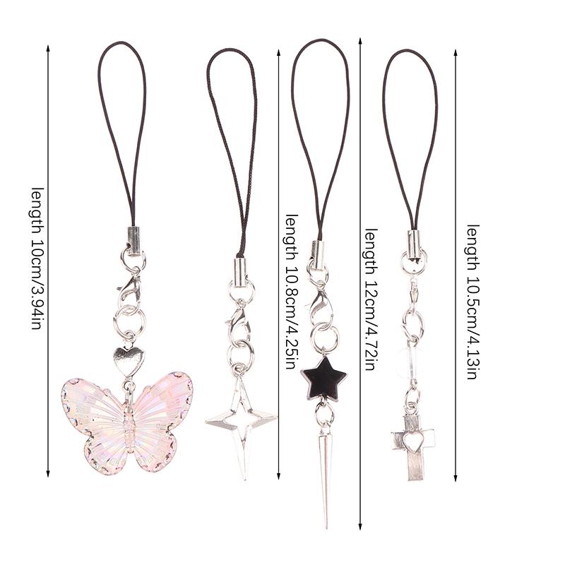Подвеска-бабочка со звездой и крестом, ремешок для телефона для девочек, минималистичный декор для сотового телефона Y2K