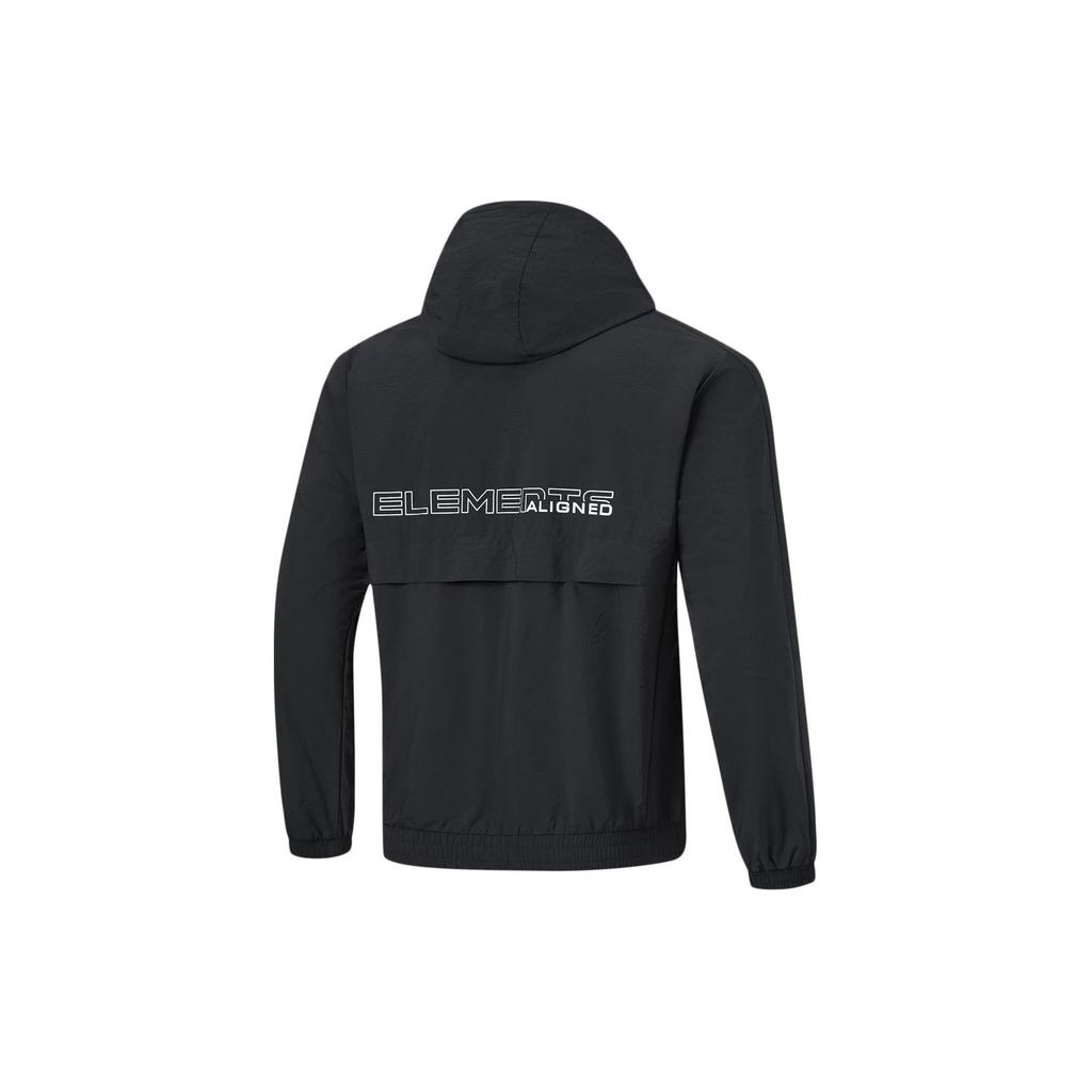 Li Ning Fitness Series Letter Print Hooded Water-Resistant Loose Sports Jacket Men Jacket Black AFDU061-1