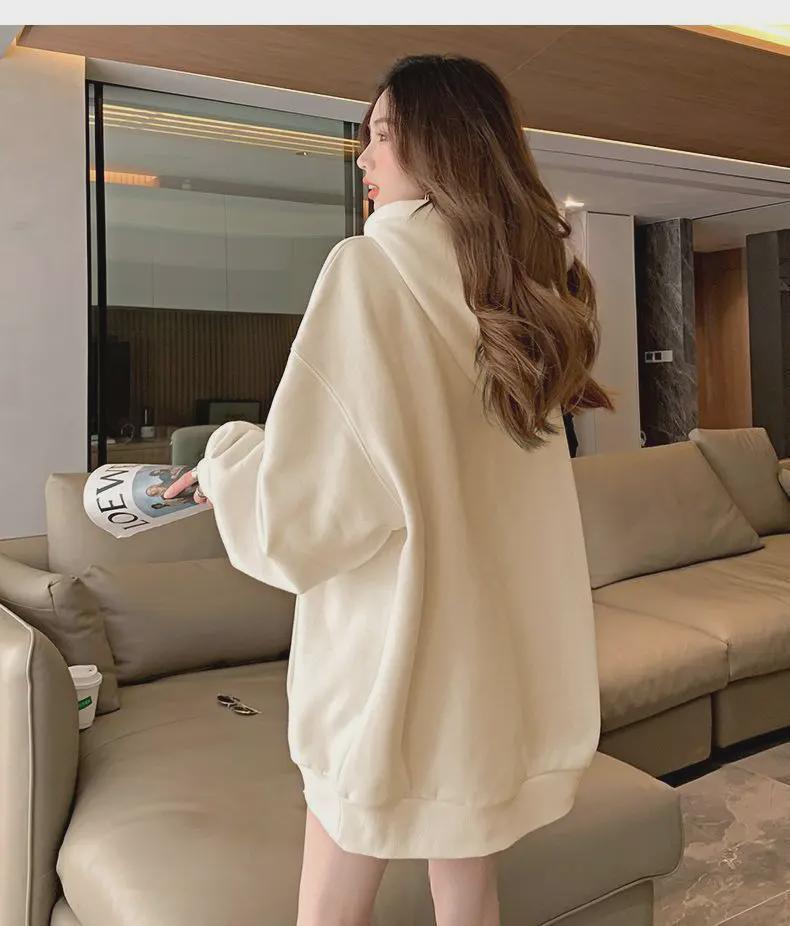 Girls' Hooded Sweatshirt Cardigan, Embroidered Pattern, New Lazy Style, Loose Fit, Long-Sleeved Jacket for Spring, Autumn, and Winter 2025.