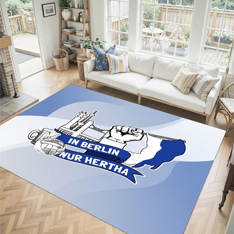hertha bsc FC Design Crystal Velvet Carpet Cozy Non?Slip Printed Rug For Bedroom Living Room Entrance