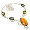 Ювелирное ожерелье из серебра 925 пробы с тигровым глазом и дымчатым топазом 18 дюймов U0b94