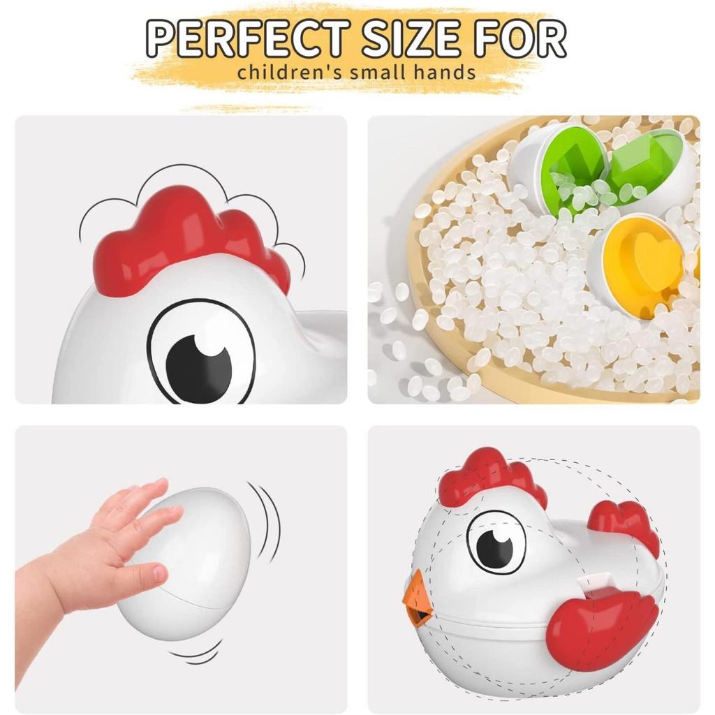 Color Matching Game Shape Sorter with 6 Toy Eggs, Fine Motor Skills Sensory Toys, Montessori Educational Toys Easter Gifts for 3 4 5 6 Girls Boys Baby