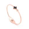 Stylish Rose Gold Titanium Four-Leaf Clover Bracelet for Women - Perfect Valentine's Day Gift