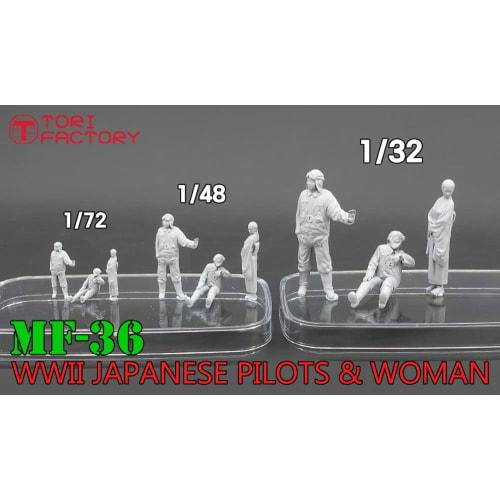 Tori Factory 1/72 Military Miniature Figure Series WWII Japanese Navy Pilot and Woman Seeing Off Resin Kit MF-36C Molded Color