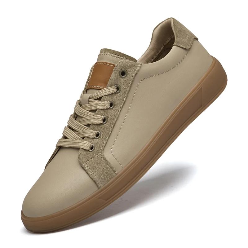 2025 Новые Роскошные Повседневные Кроссовки из Коровьей Кожи для Мужчин, Плоские Дизайнерские Противоскользящие Обуви для Ходьбы, Оксфорды на Шнуровке