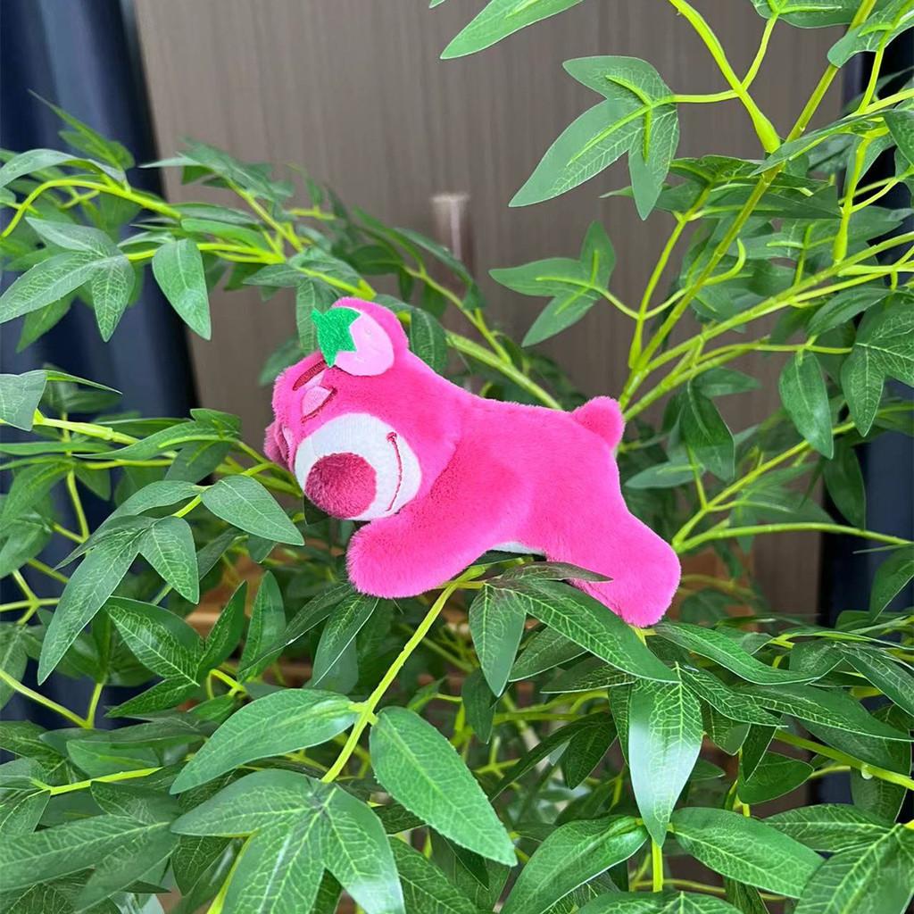 Pink Strawberry Adorable Bear Plush Toy Pendant Keychains Bags Accessories Girls