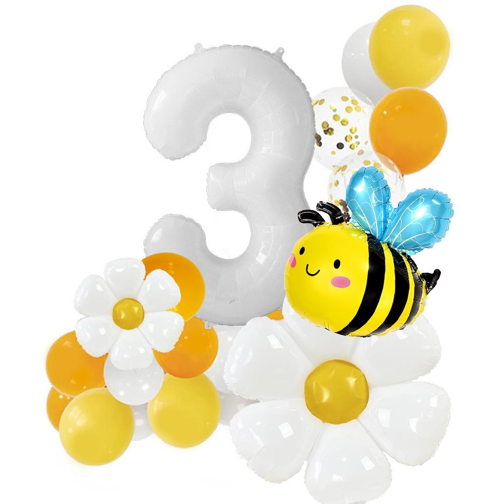 Fresh Air Bee Daisy Birthday Balloon White 32-Inch Digital Balloon Column Site Decoration Scene Arrangement