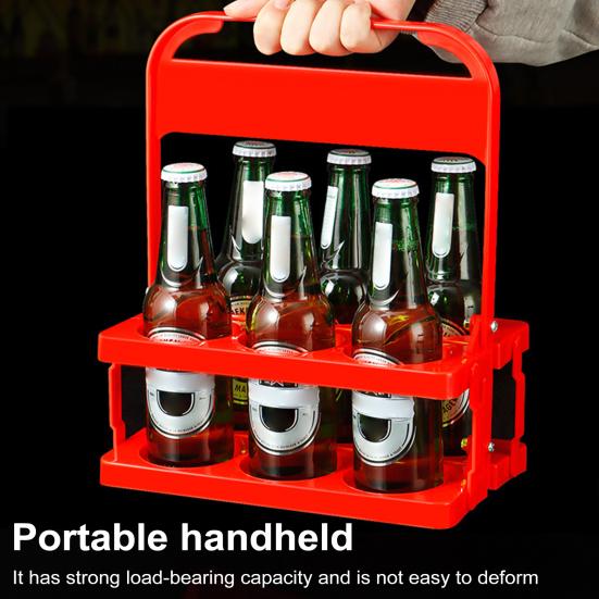 Пластиковая подставка для бутылок вина на 6 бутылок, складная подставка для напитков с ручкой, переносная корзина для хранения вина для бара, барбекю, пикника