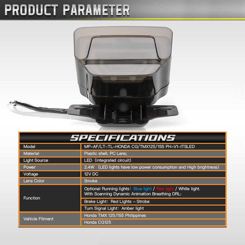 Интеграция мотоцикла светодиодный задний фонарь стоп-сигнал лампа стоп-сигнала поворотник указатель направления мигалка для TMX125/155 CG125