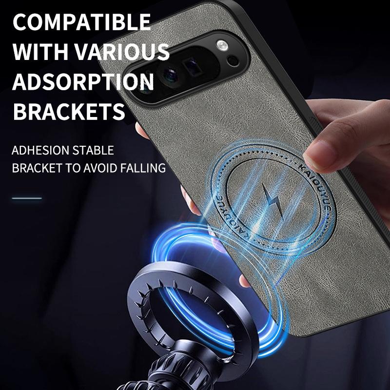 For Google Pixel 10 9 Pro XL For Magsafe Leather Phone Case For GOOGLE Pixel 9 8 7 6 10 Pro Capa Magnetic Silicone Bumper Cover