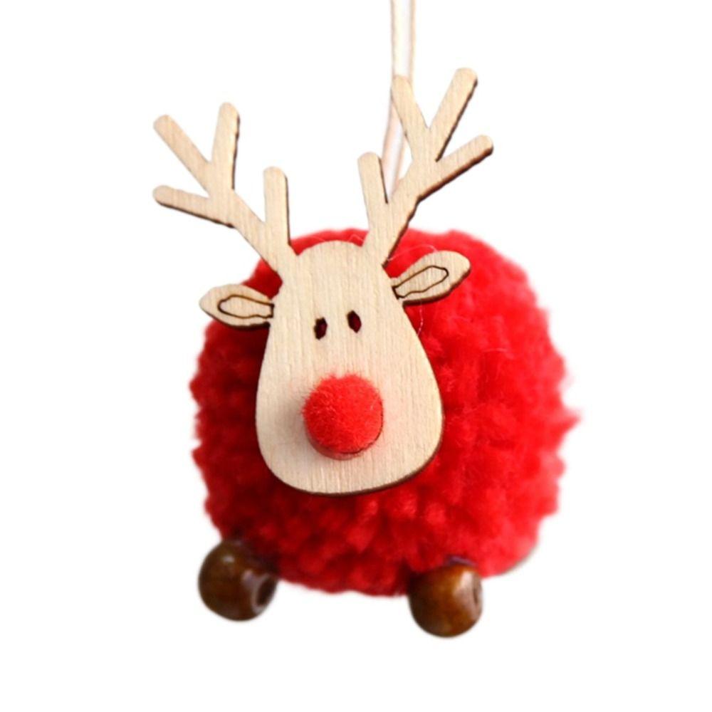 Felt Deer Wooden Deer Ornaments Wooden Elk Elk Hanging Pendant Christmas Tree Ornaments New Year