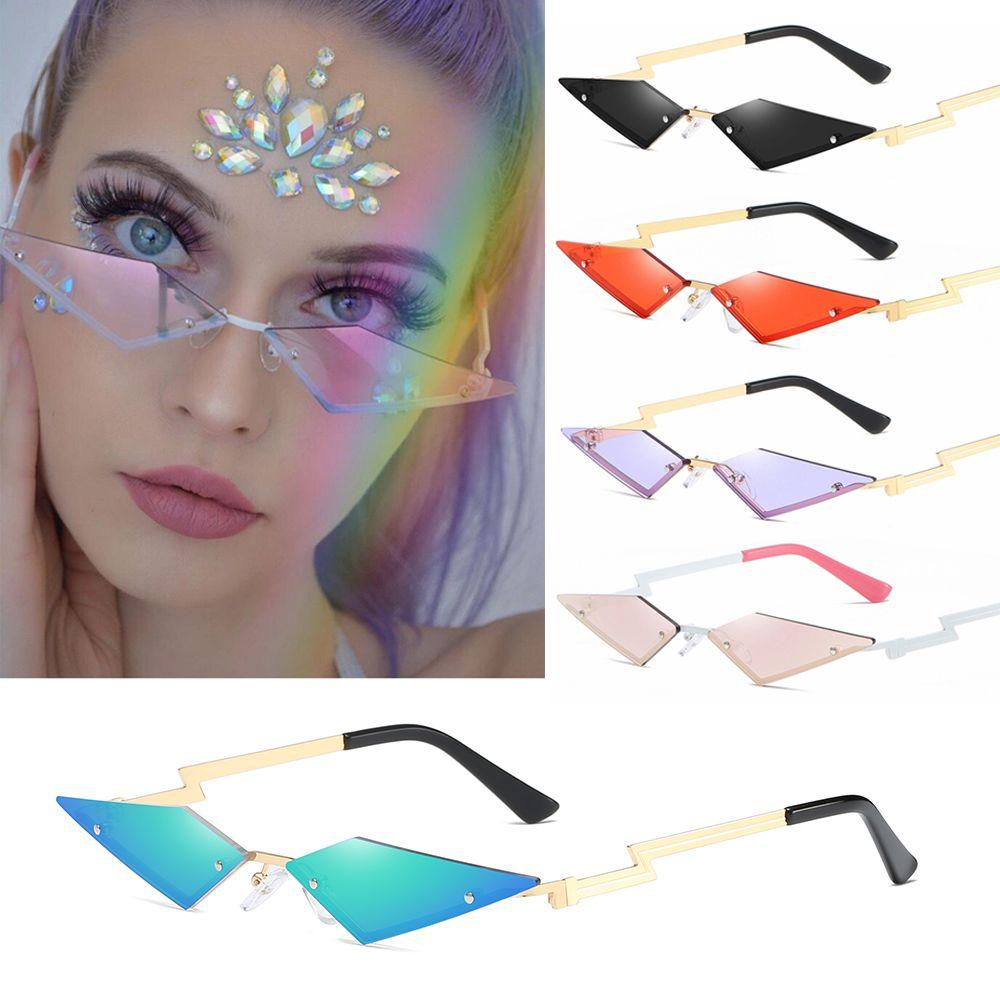 Ladies Eyewear UV400 True Film Lens Diamond Shape Fashion Women Sunglasses Rimless Sun Glasses
