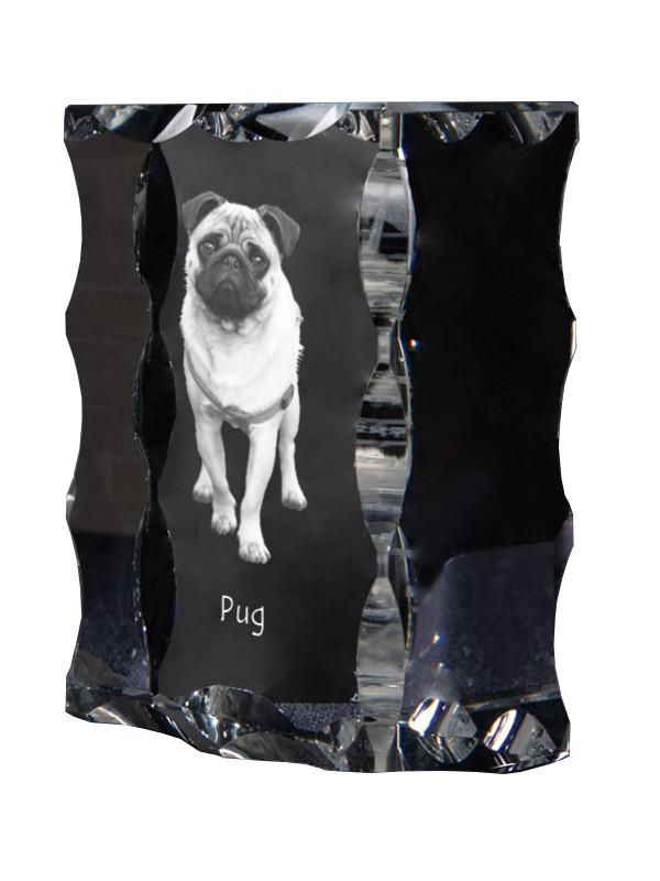 Pug - crystal with a picture of a dog, glass statuette with a picture, unique frame with a picture from Art-Dog brand