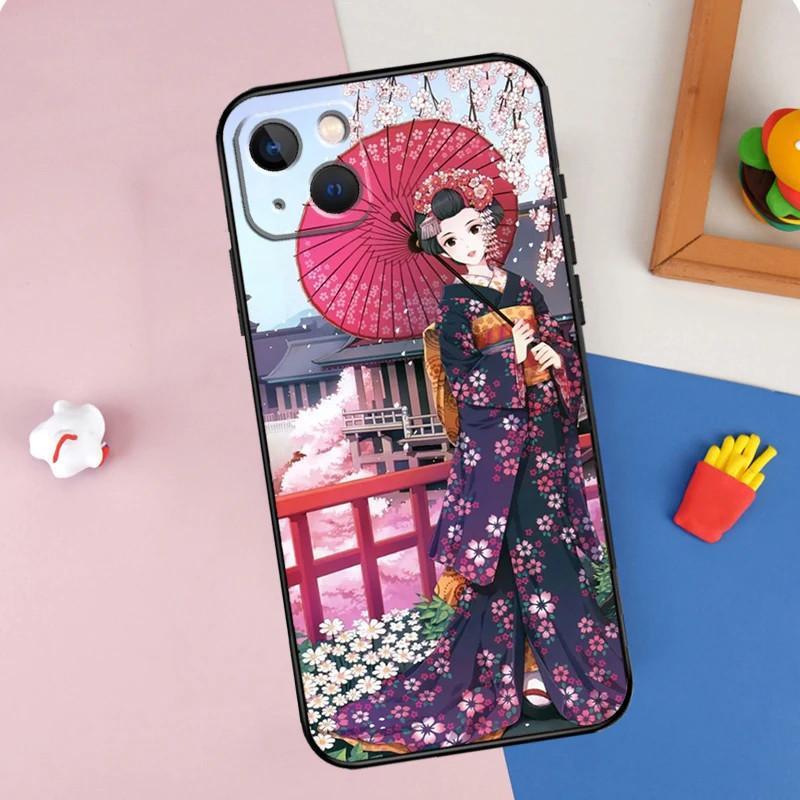 Чехол для мобильного телефона Apple IPhone15, чехол для мобильного телефона с японской анимацией Geisha, защитный чехол от падения с рисунком, защитный чехол для мобильного телефона Huawei