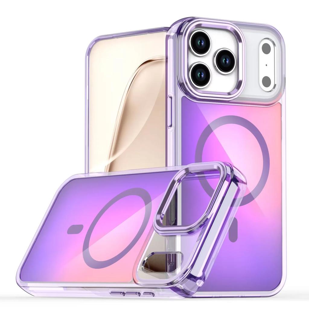 Металлический Чехол для Телефона Magsafe с Защитой Камеры для iPhone 17 Pro Max 7 Air 16 15 14 13 12 Pro Max Беспроводная Зарядка Обесцвечивание Смена Цвета Обложка