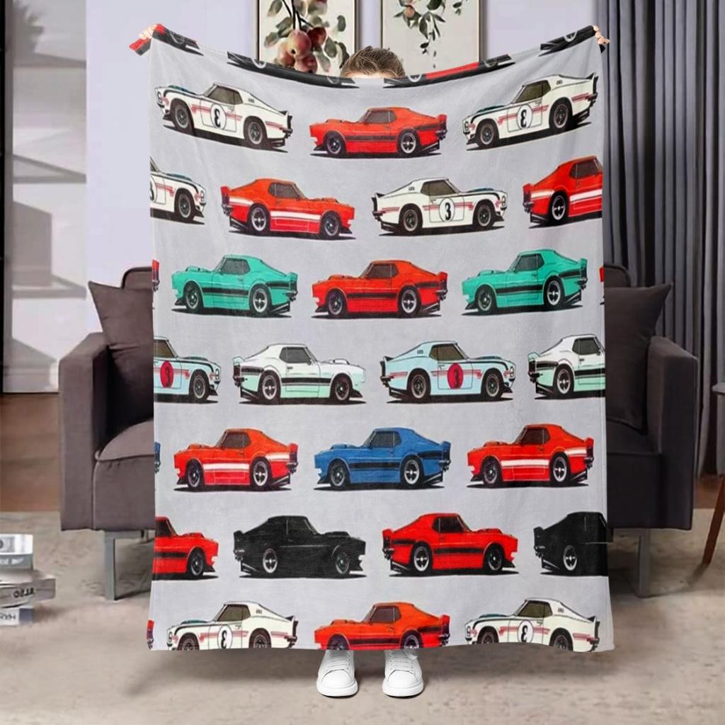 Racing Print Flannel Blanket Soft Plush AllSeason Bed Sofa Camping Birthday Holiday Gift