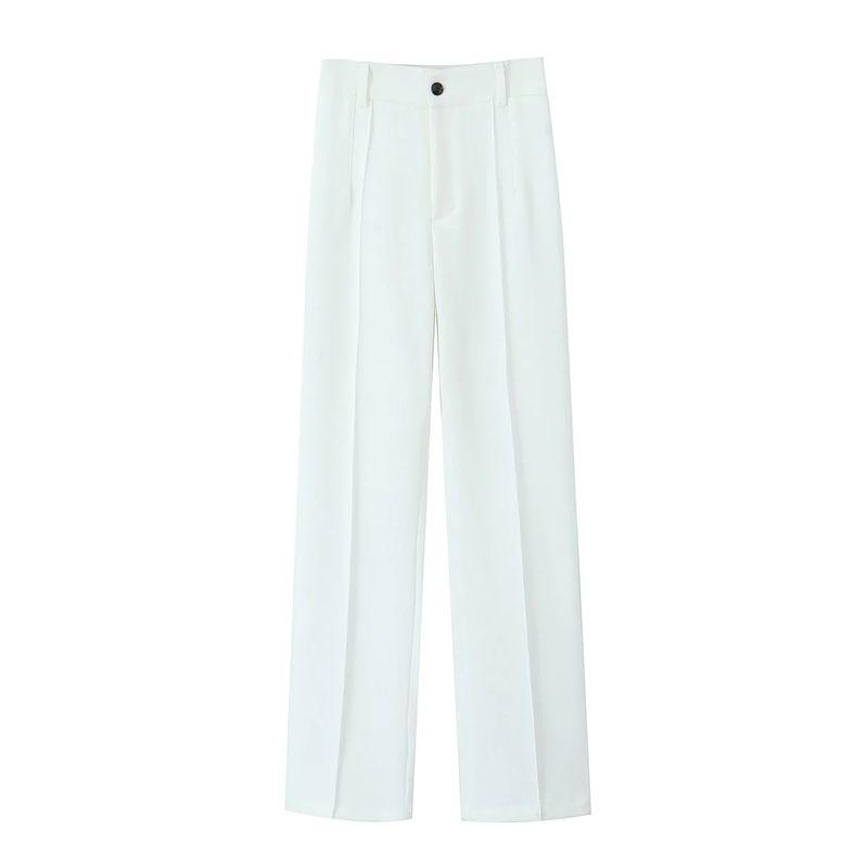 Spring and Summer New Women's Clothing Fashion Wind Elegant Commute Leisure Easiest for Match Pure Color Straight-leg High-Waisted Trousers 2761048