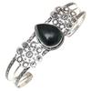 Black Obsedian Gemstone Handmade Silver Jewelry Cuff Bracelets 7''Adjustable