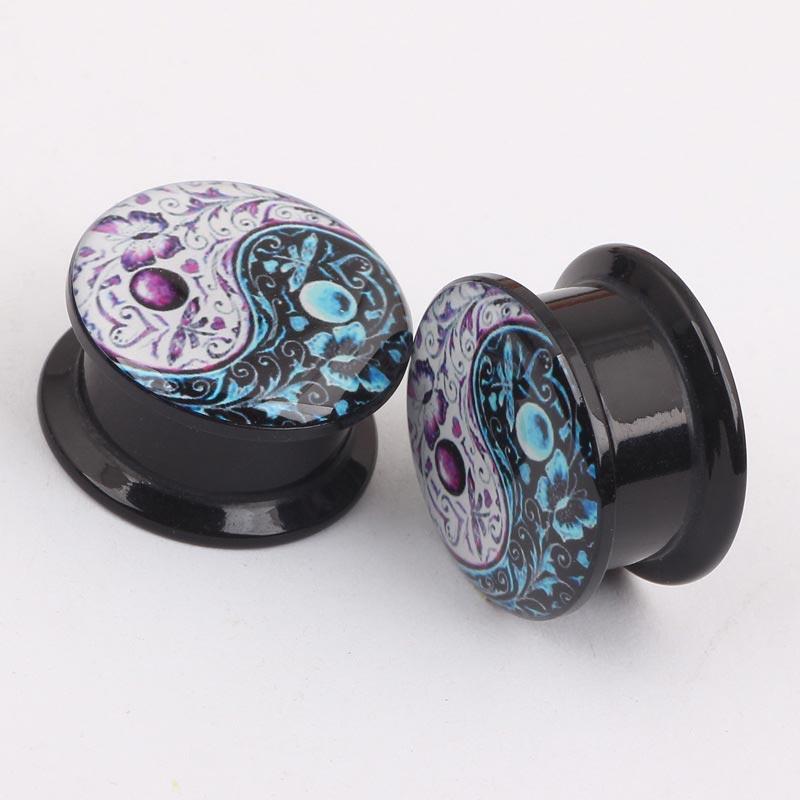 Модные черные ушные манометры, 1 пара беруш, винт для пирсинга, конические серьги с двойной расклешенной ухой, унисекс, акрил