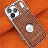 Премиальный кожаный чехол с тиснением под крокодила, магнитный, для iPhone 17 Air 16 Pro Max 16e 15 14 Plus 13, чехол-подставка со скрытым держателем, высокое качество