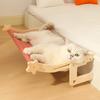 Cat Hammock Window Perch Adjustable Cat Bed with Wood Frame No Drilling Pet Hammock for Bedside Windowsill Indoor Cats