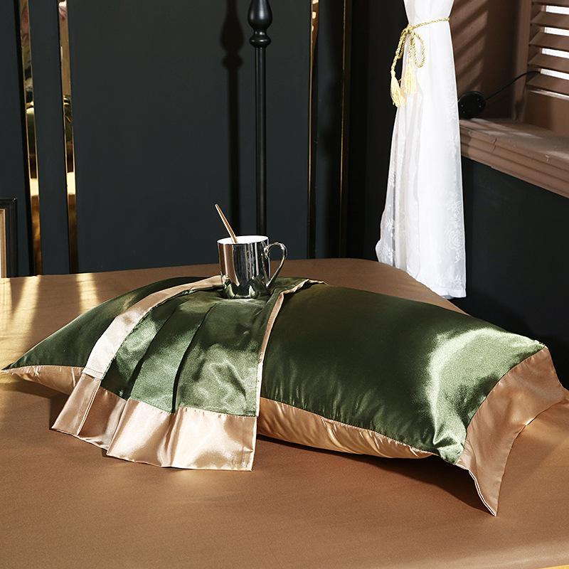 European Solid Color Mulberry Silk Bedding Sets Ice Silk Satin Cooling Bedclothes High Quality Skin-Friendly Smooth Duvet Kit