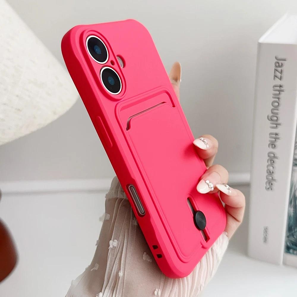 Жидкий силиконовый держатель для карт, чехол-кошелек для iPhone 16 15 14 13 12 11 Pro Max X 7 8 Plus, противоударный, мягкий чехол Candy