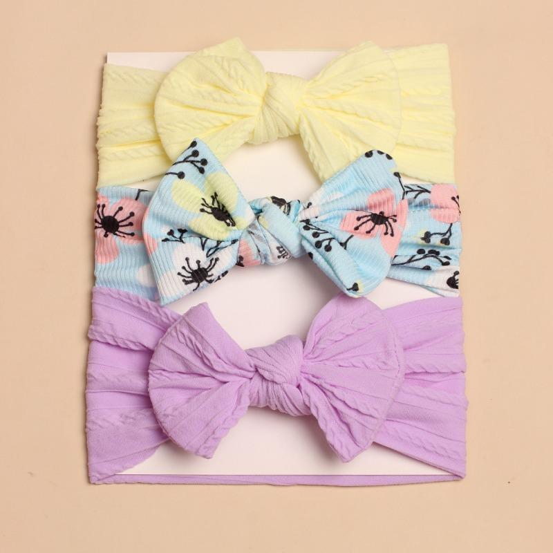 3Pcs new children's headscarf, baby cute bow headband combination, comfortable baby headband.