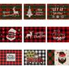 New Christmas Placemats Red Green Plaid Placemats Reversible Heat-Resistant Santa Claus Place mat for Xmas Home Decoration Gifts