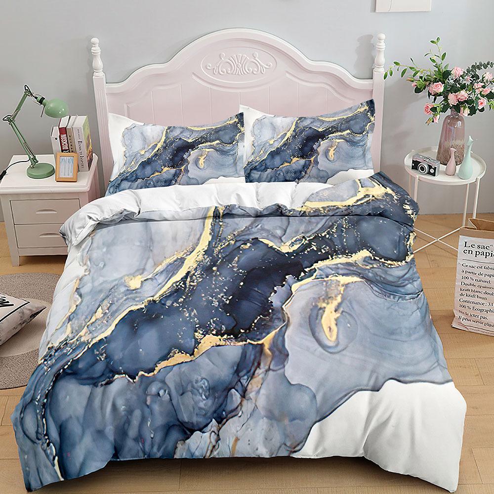 Мраморный комплект постельного белья King/Queen Size, серое золото, мраморный пододеяльник для мужчин и взрослых, современное абстрактное искусство, Tie Dye, готический мягкий пододеяльник