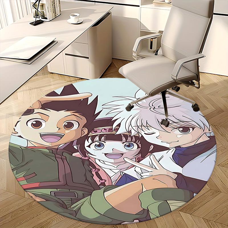1pc Anime Cartoon Design Round Carpet Office Chair Mat, NonSlip Rug for Home Decor, Living Room