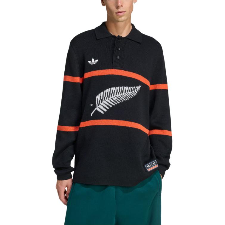 Adidas Оригинальное вязаное поло с длинным рукавом All Blacks FW25 Мужские топы KG4640