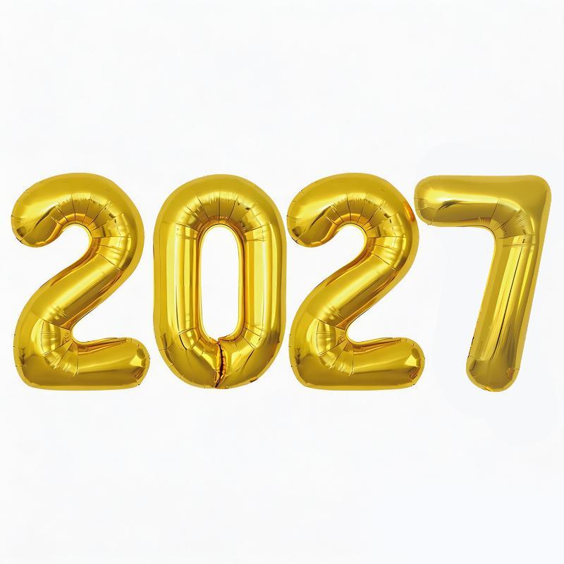 32-дюймовые фольгированные шары «С Новым 2027 годом» Рождественская новогодняя вечеринка Декор Праздничные принадлежности для вечеринок Фотобутафория Домашний декор