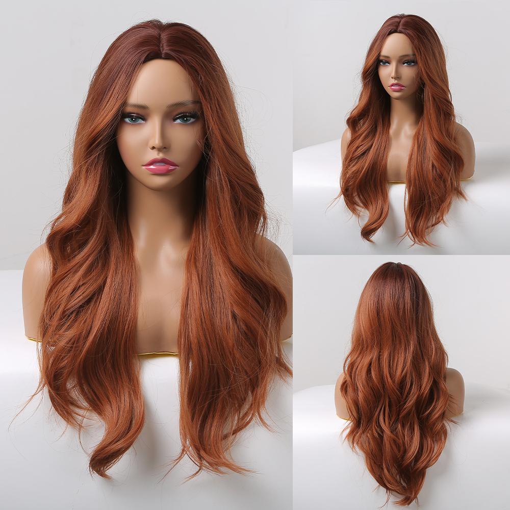 HAIRCUBE Белый Платиновый Смешанный Коричневый Синтетические Парики Длинные Волнистые Парики Из Натуральных Волос для Женщин Средняя Часть Ежедневные Термостойкие Парики