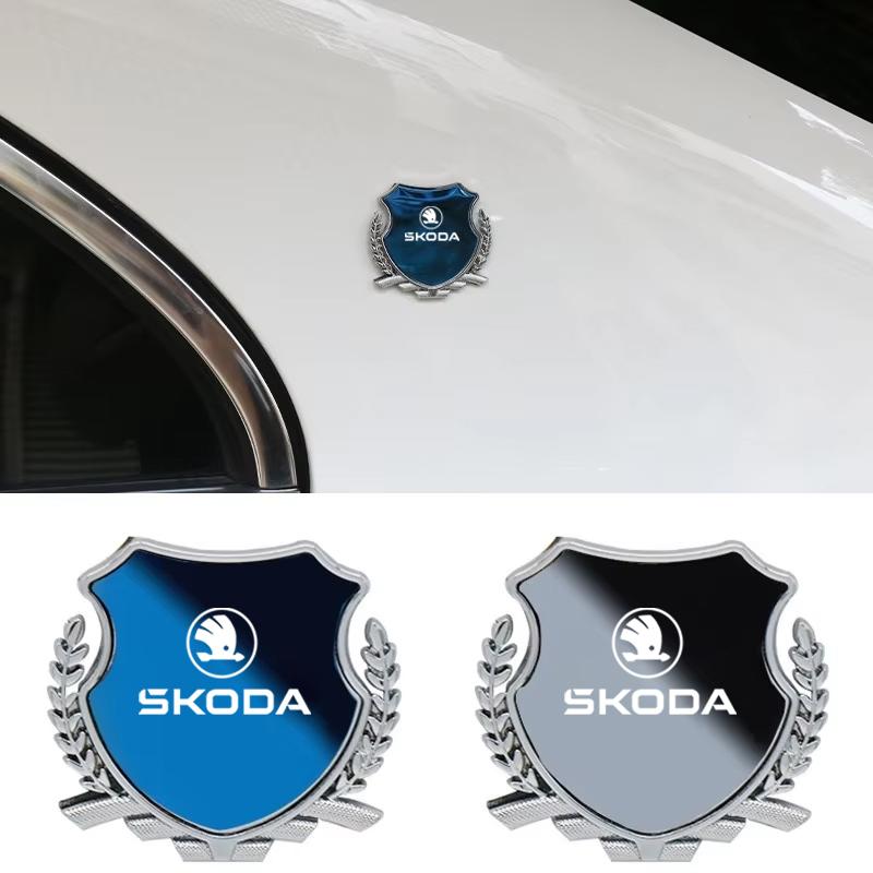 Metal Car Sticker Emblem Exterior bodywork For Skoda Octavia Kodiaq Fabia Superb Karoq Yeti Rapid Mk3 Vrs Accessories Key case CX3