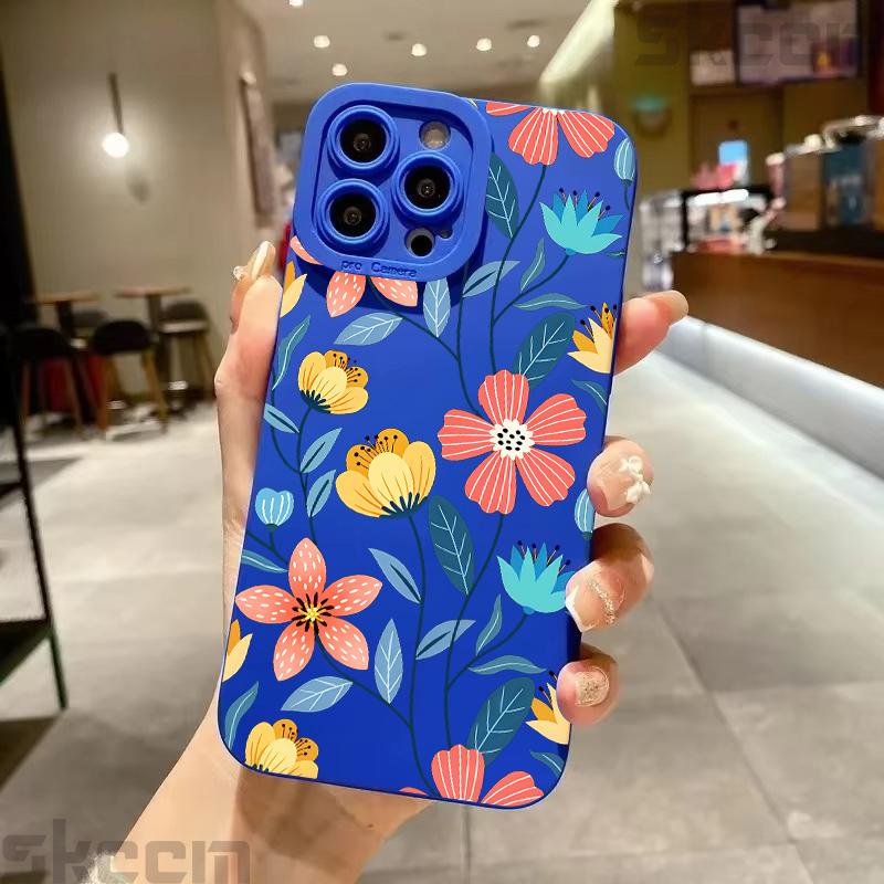 Colorful Flowers Strawberry Silicone Case For Samsung Galaxy S25 S24 S23 Ultra S22 S21 Plus S20 FE A55 A54 A15 A35 Soft Cover